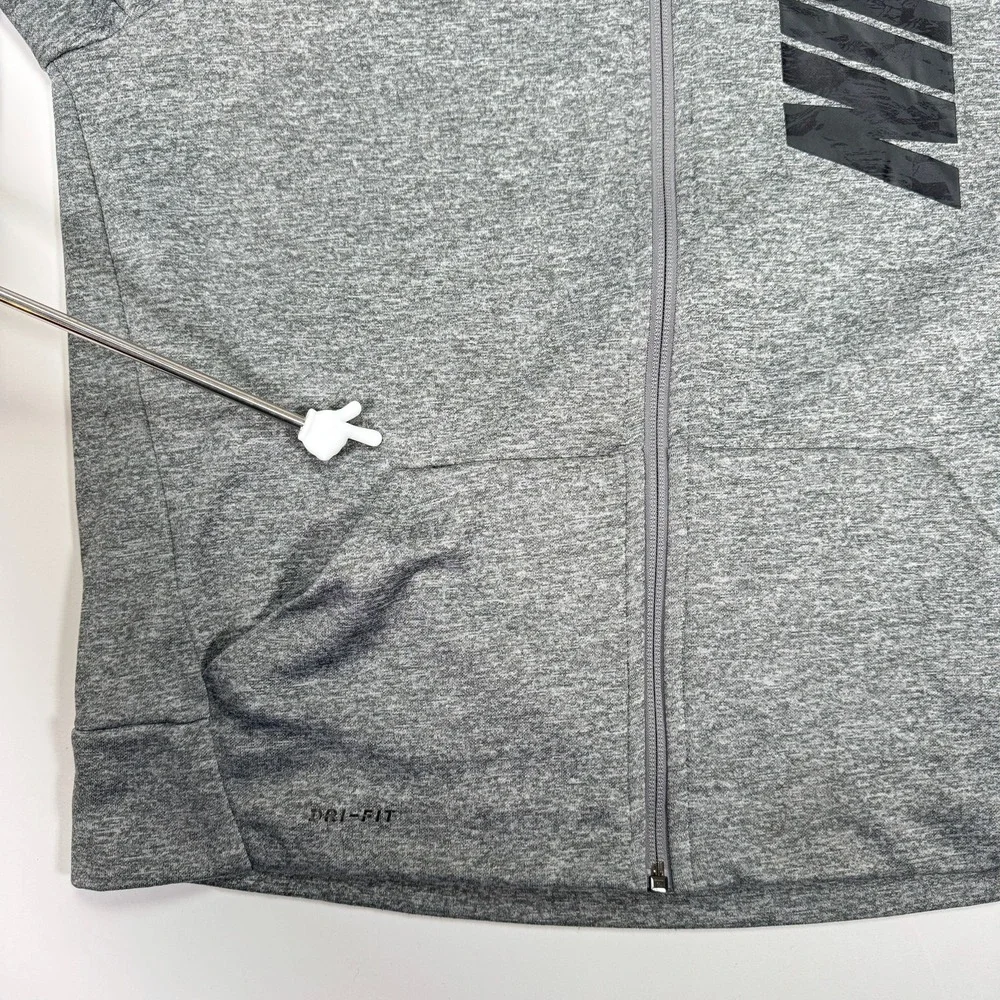 Nike Dri-FIT Mens XL Heather Gray Full Zip Hoodie Sweatshirt Athletic Training